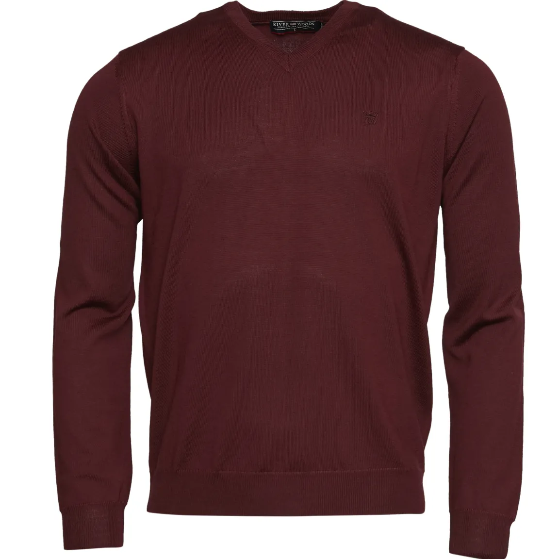 Hot River Woods Custom fit basic trui met V-hals in rood -