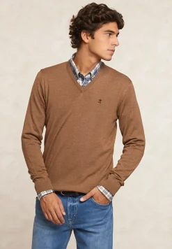 Fashion River Woods Custom fit basic V-hals merinotrui turron mix -
