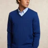New River Woods Custom fit basic V-hals merinotrui blue beard mix -