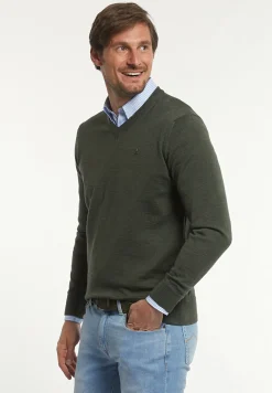 Fashion River Woods Custom fit basic V-hals merinotrui forest mix -