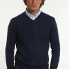 Clearance River Woods Custom fit basic V-hals merinotrui indigo mix -