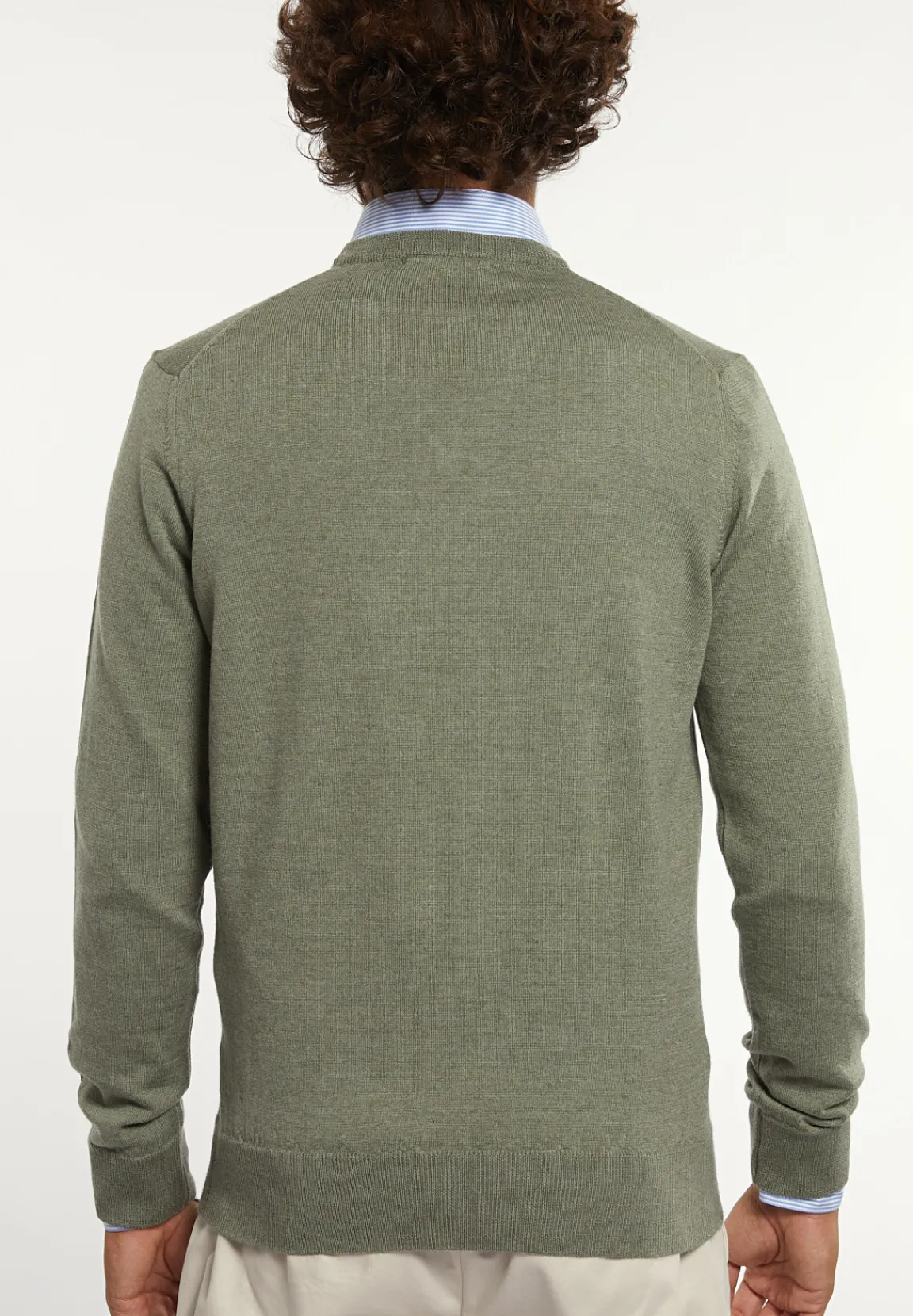 Sale River Woods Custom fit basic V-hals merinotrui jade mix -
