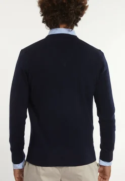 New River Woods Custom fit basic V-hals merinotrui navy -