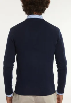Clearance River Woods Custom fit basic V-hals merinotrui indigo mix -