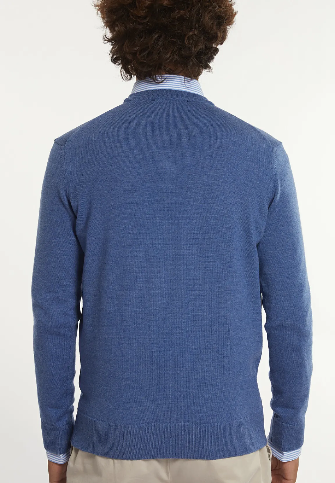 Fashion River Woods Custom fit basic V-hals merinotrui dk persian blue mix -