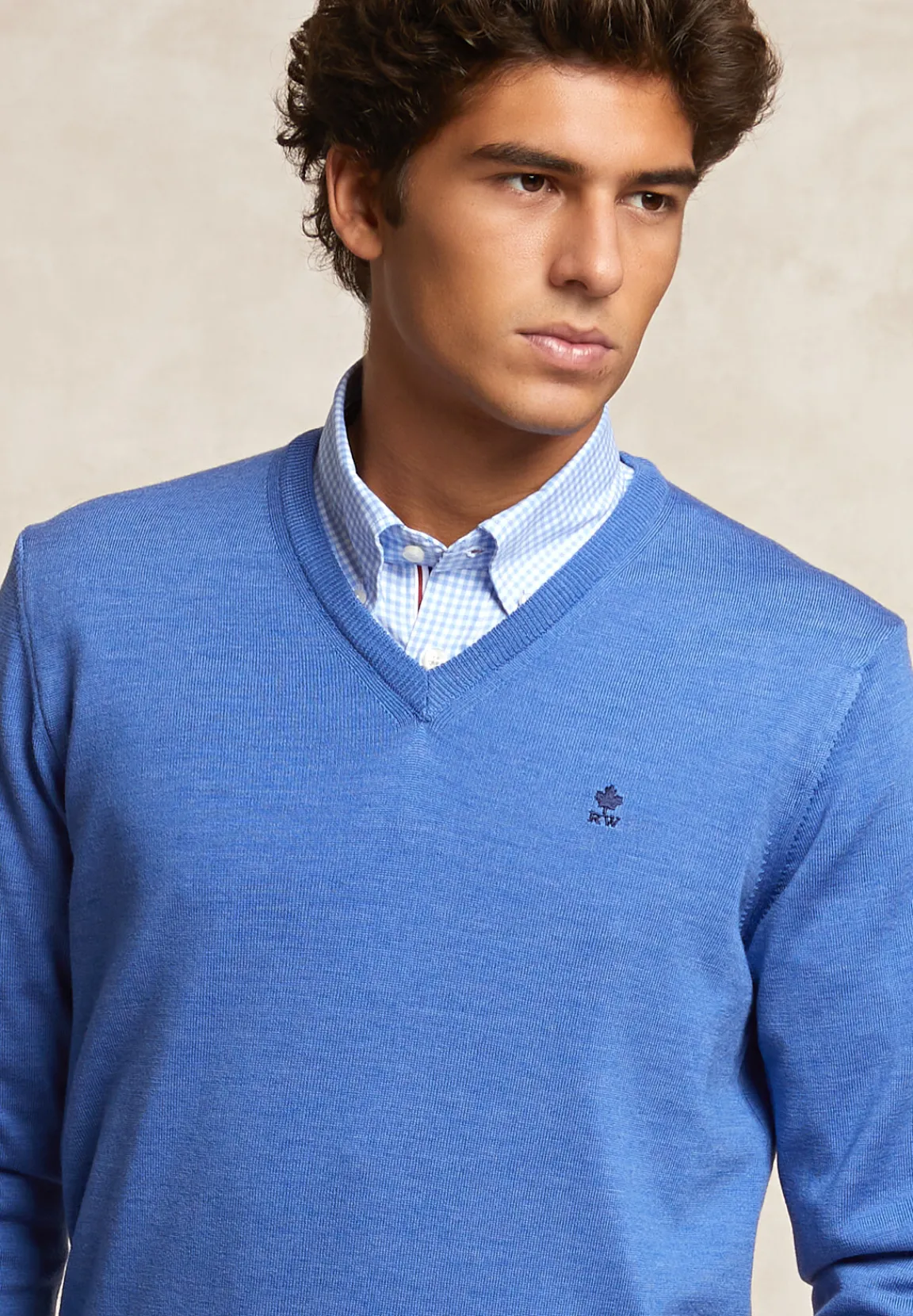 New River Woods Custom fit basic V-hals merinotrui heaven mix -