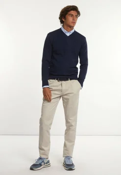 Clearance River Woods Custom fit basic V-hals merinotrui indigo mix -
