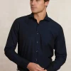 Clearance River Woods Custom fit effen hemd blauw -