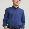 Outlet River Woods Custom fit effen hemd blauw -