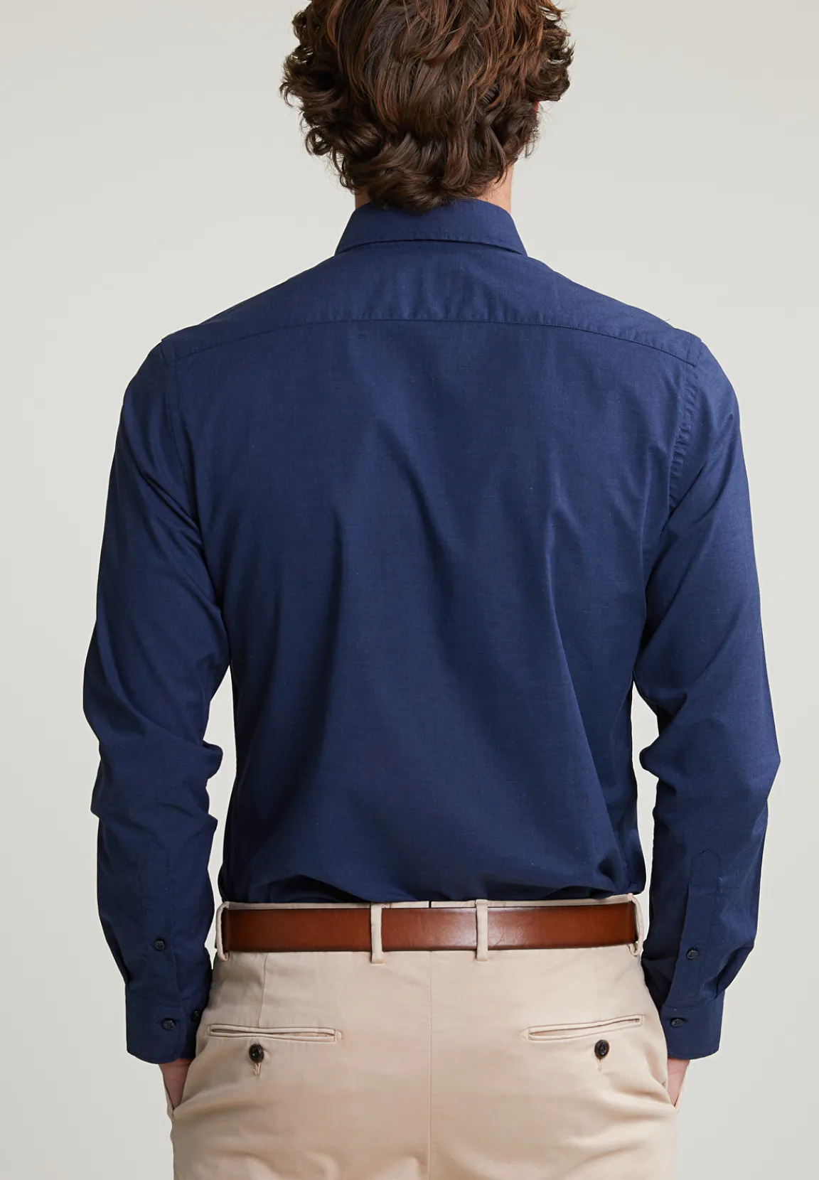 New River Woods Custom fit effen hemd blauw -
