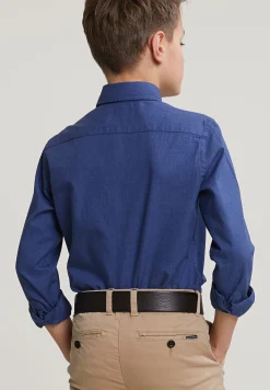 Outlet River Woods Custom fit effen hemd blauw -