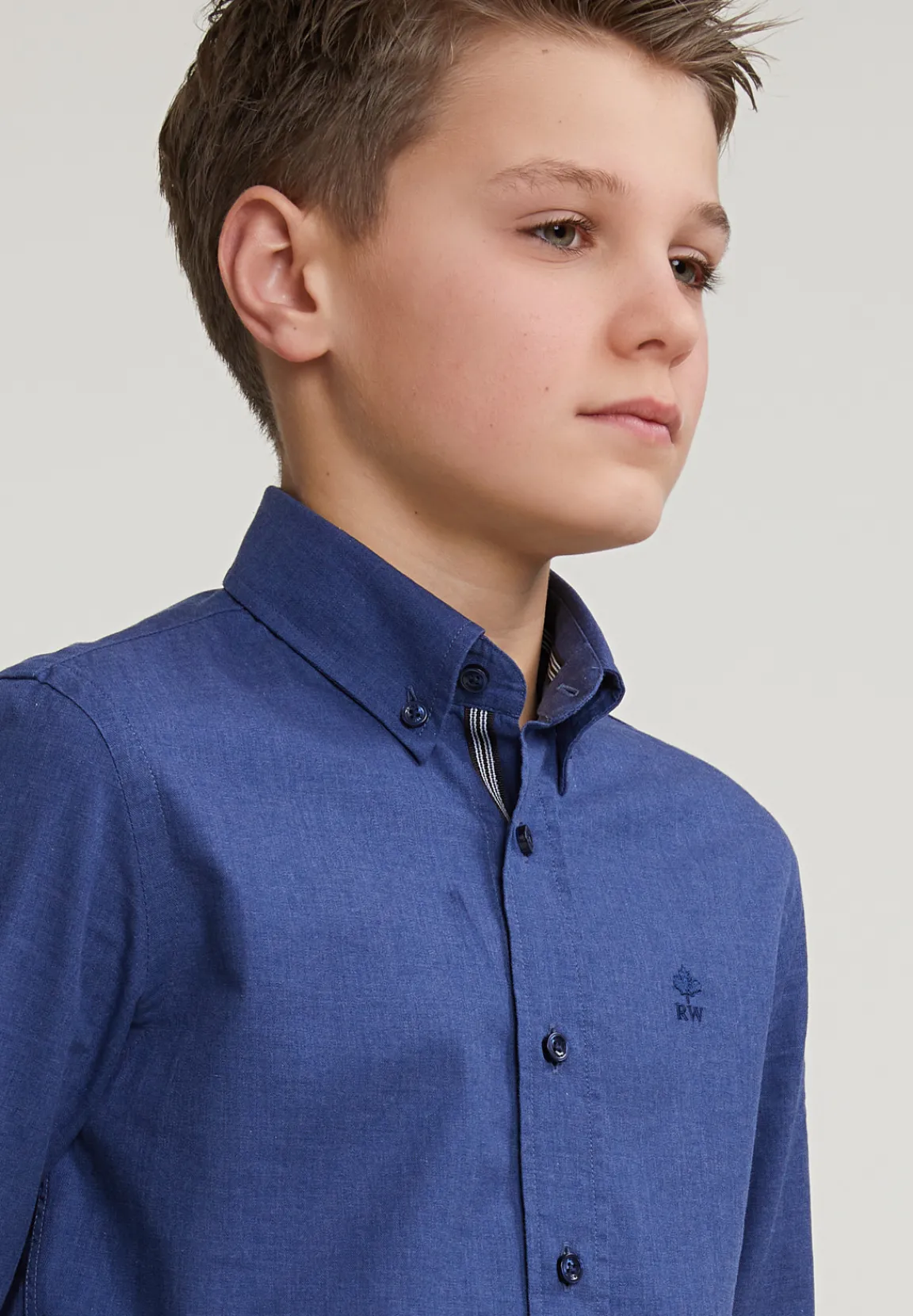 Outlet River Woods Custom fit effen hemd blauw -