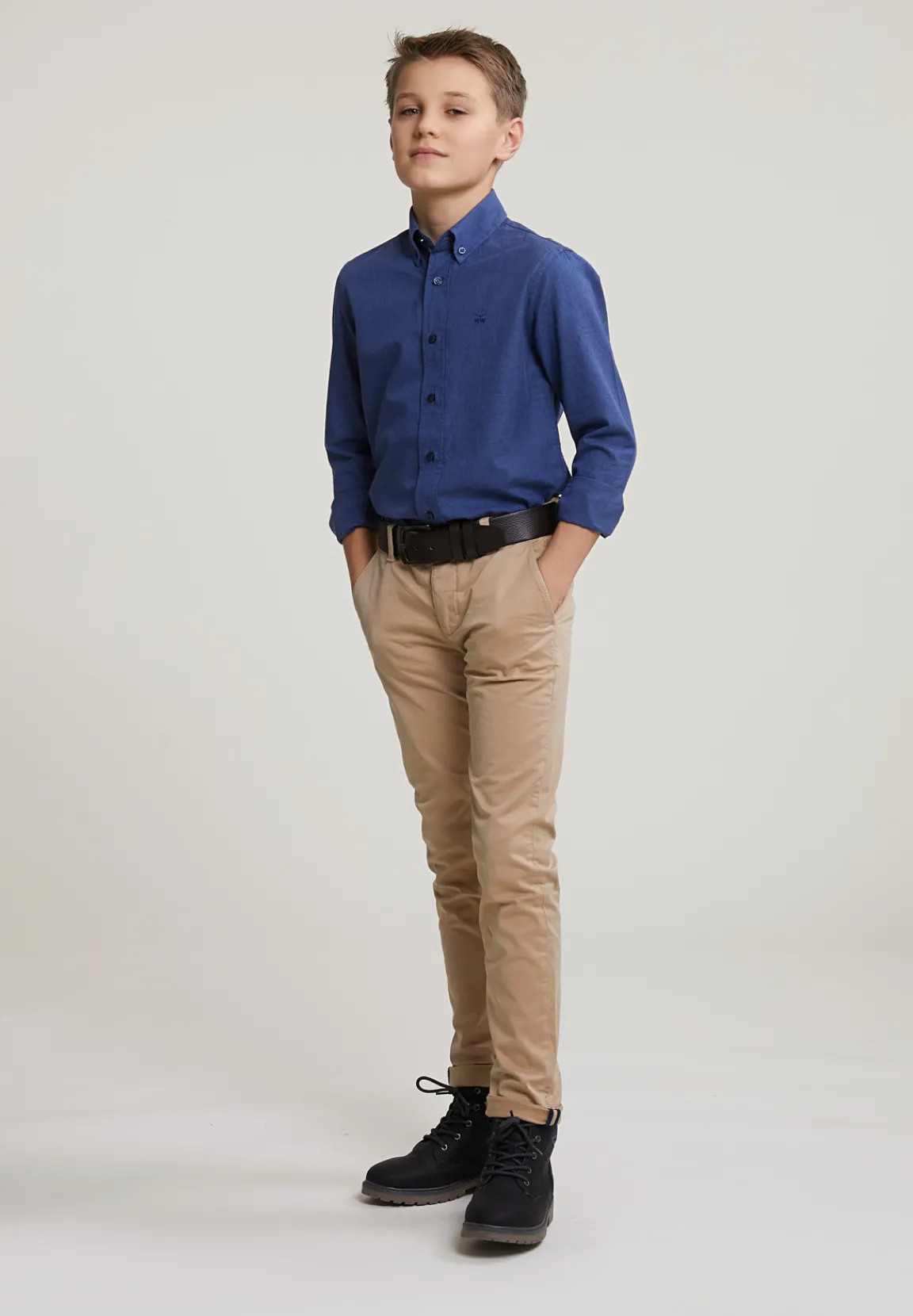 Outlet River Woods Custom fit effen hemd blauw -