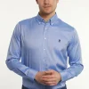Online River Woods Custom fit effen katoenen hemd blauw -