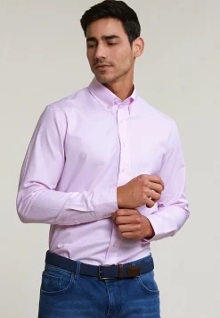 Discount River Woods Custom fit effen katoenen hemd roze -