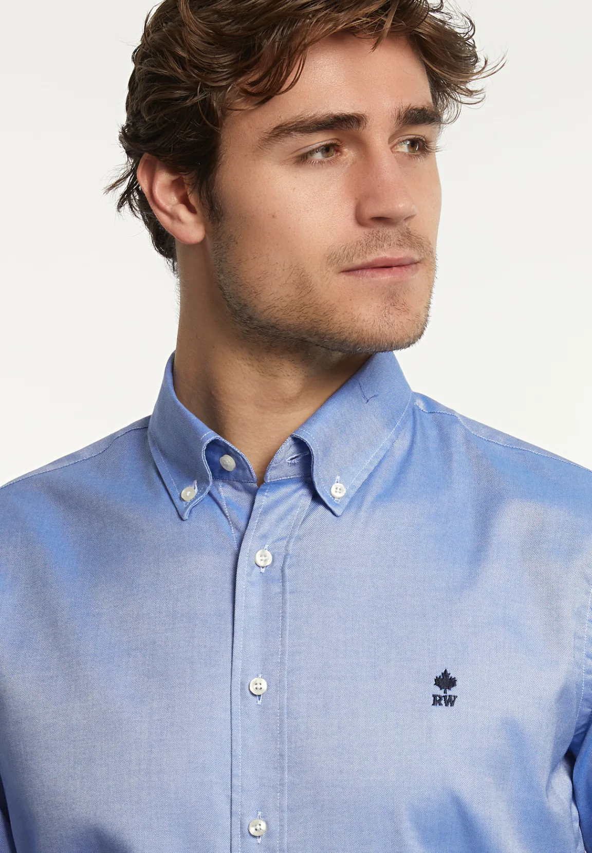 Online River Woods Custom fit effen katoenen hemd blauw -