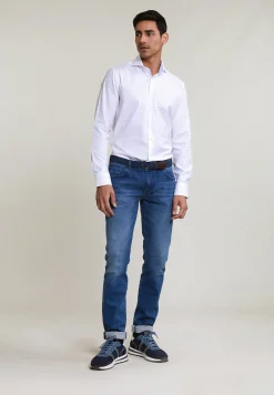 Outlet River Woods Custom fit effen katoenen hemd wit -