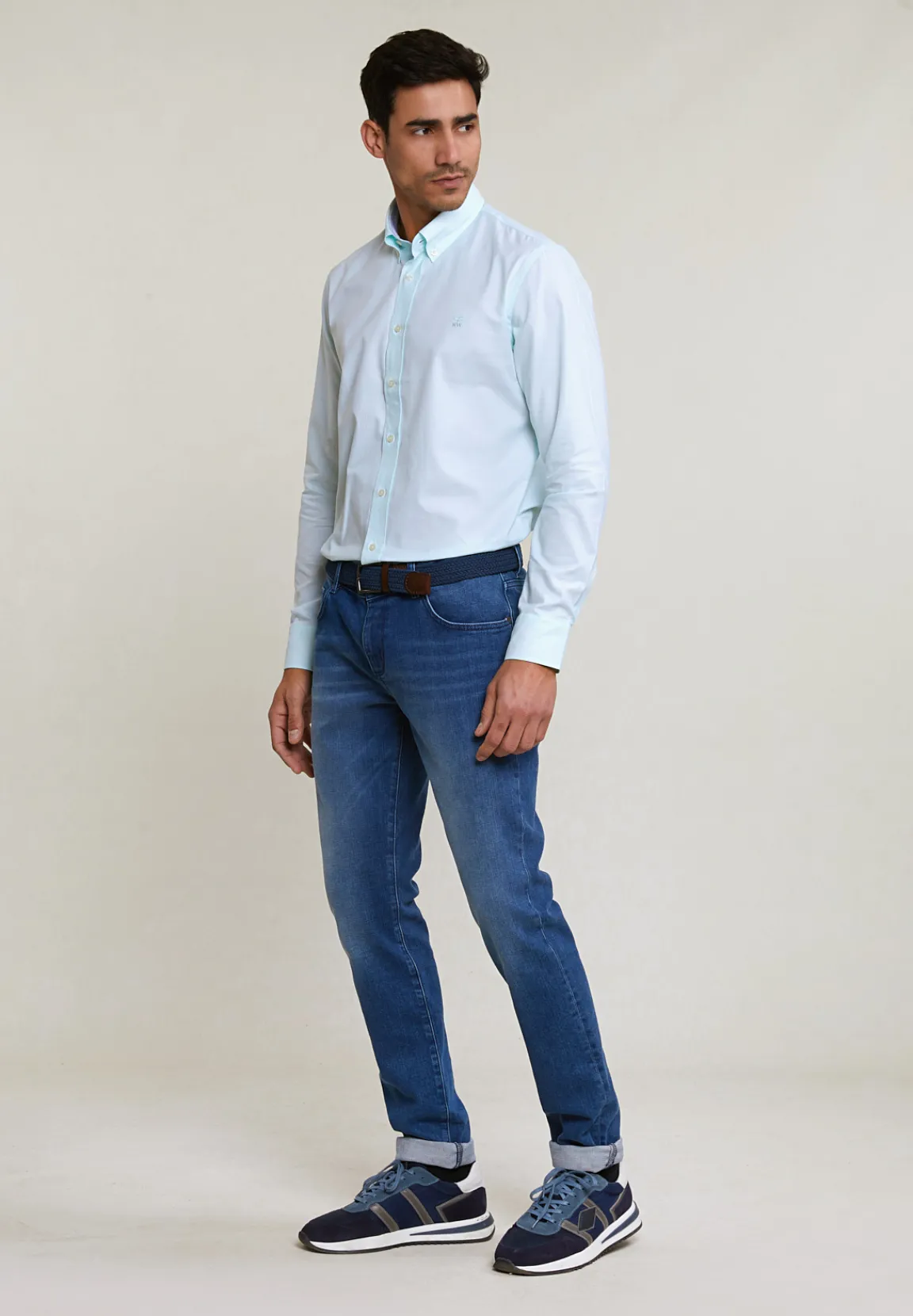 Clearance River Woods Custom fit effen katoenen hemd groen -
