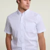Clearance River Woods Custom fit effen performance stretch hemd korte mouwen wit -