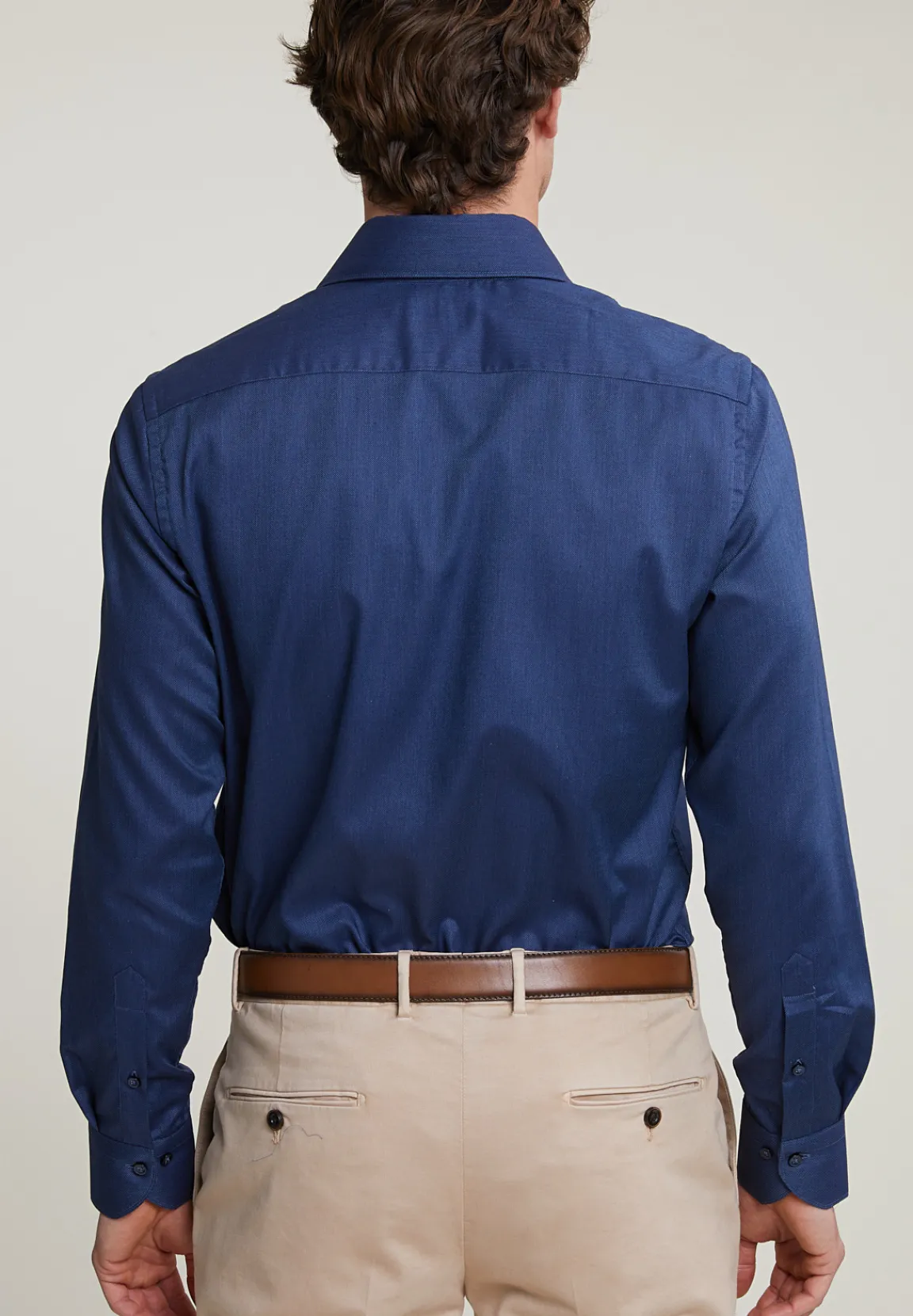Fashion River Woods Custom fit effen stretch hemd blauw -