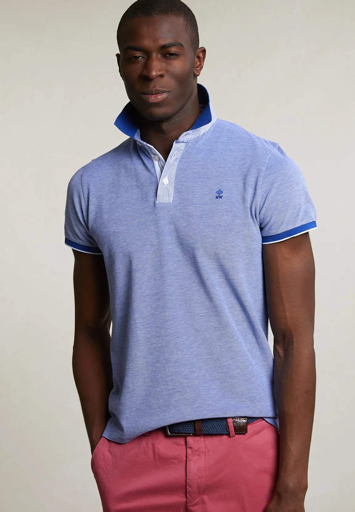 Discount River Woods Custom fit fancy katoenen polo yale blue -