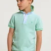 New River Woods Custom fit fancy katoenen polo korte mouwen dark lime mix -