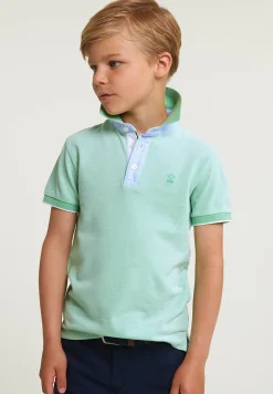 New River Woods Custom fit fancy katoenen polo korte mouwen dark lime mix -