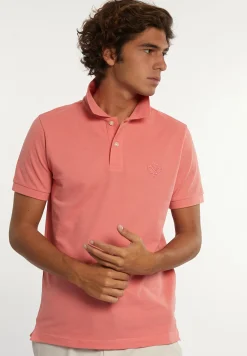 Outlet River Woods Custom fit fancy katoenen pique polo pastel rood -