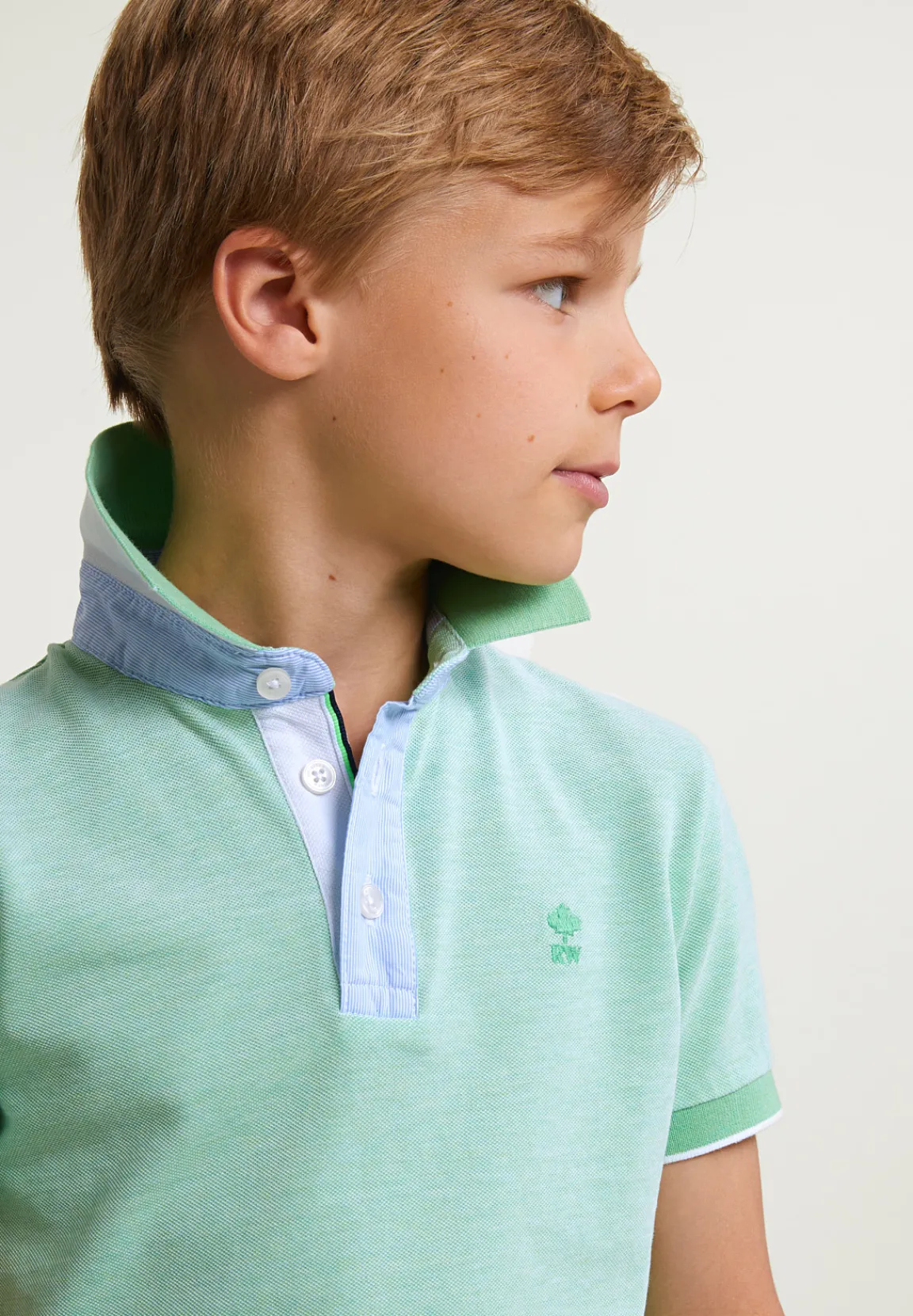 New River Woods Custom fit fancy katoenen polo korte mouwen dark lime mix -