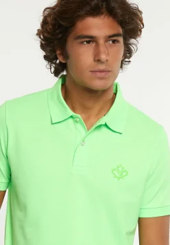 Fashion River Woods Custom fit fancy katoenen pique polo neon groen -