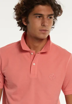 Outlet River Woods Custom fit fancy katoenen pique polo pastel rood -