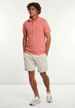 Outlet River Woods Custom fit fancy katoenen pique polo pastel rood -