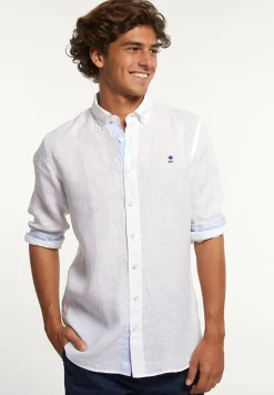 Hot River Woods Custom fit fancy linnen hemd wit -