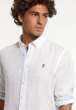 Hot River Woods Custom fit fancy linnen hemd wit -