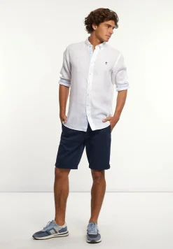 Hot River Woods Custom fit fancy linnen hemd wit -