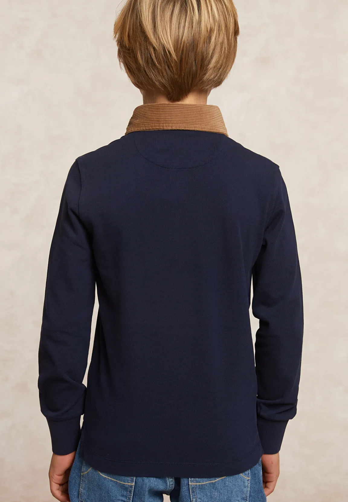 Discount River Woods Custom fit fancy pique polo blauw/bruin -