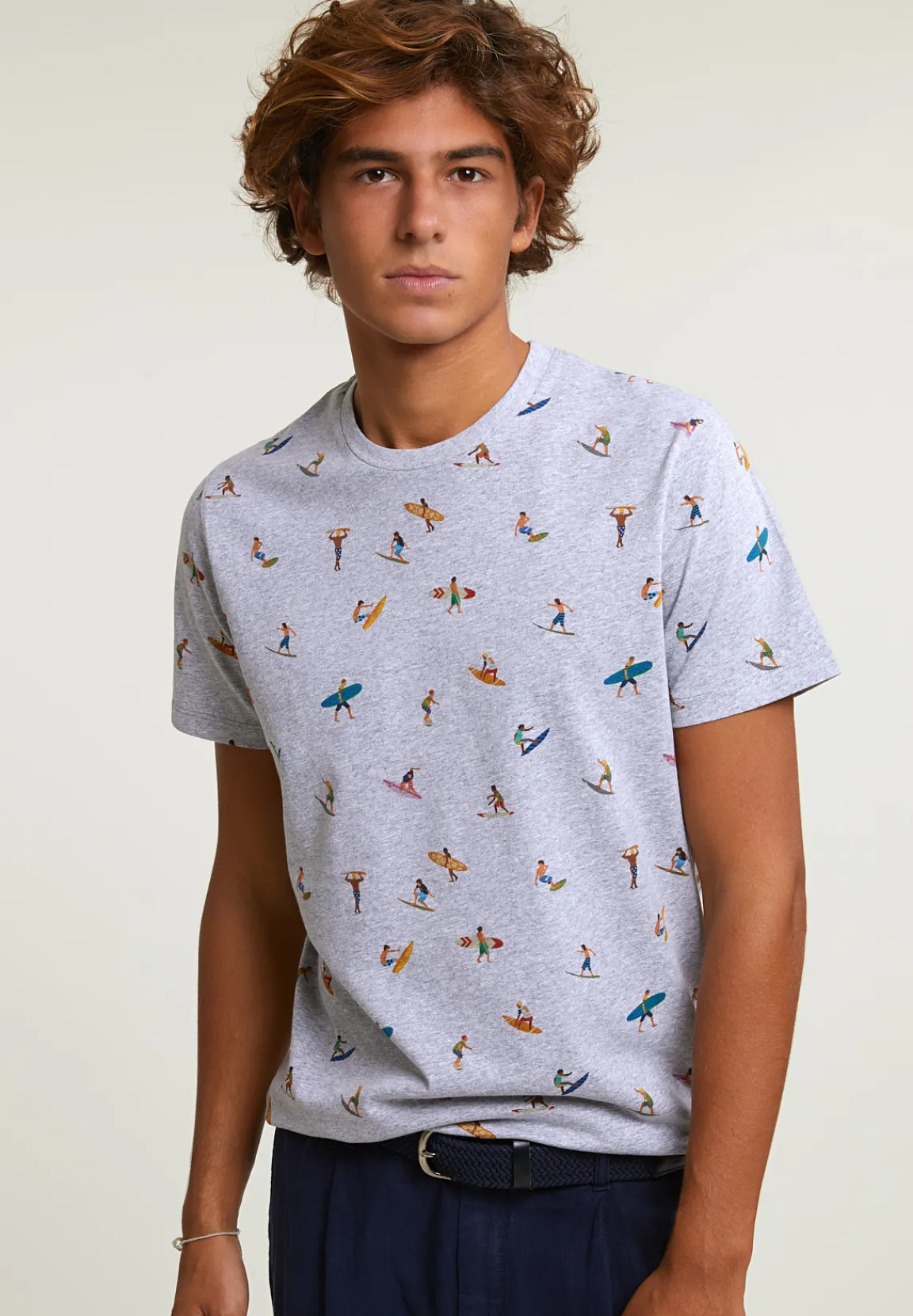Fashion River Woods Custom fit fancy T-shirt korte mouwen oyster mix -
