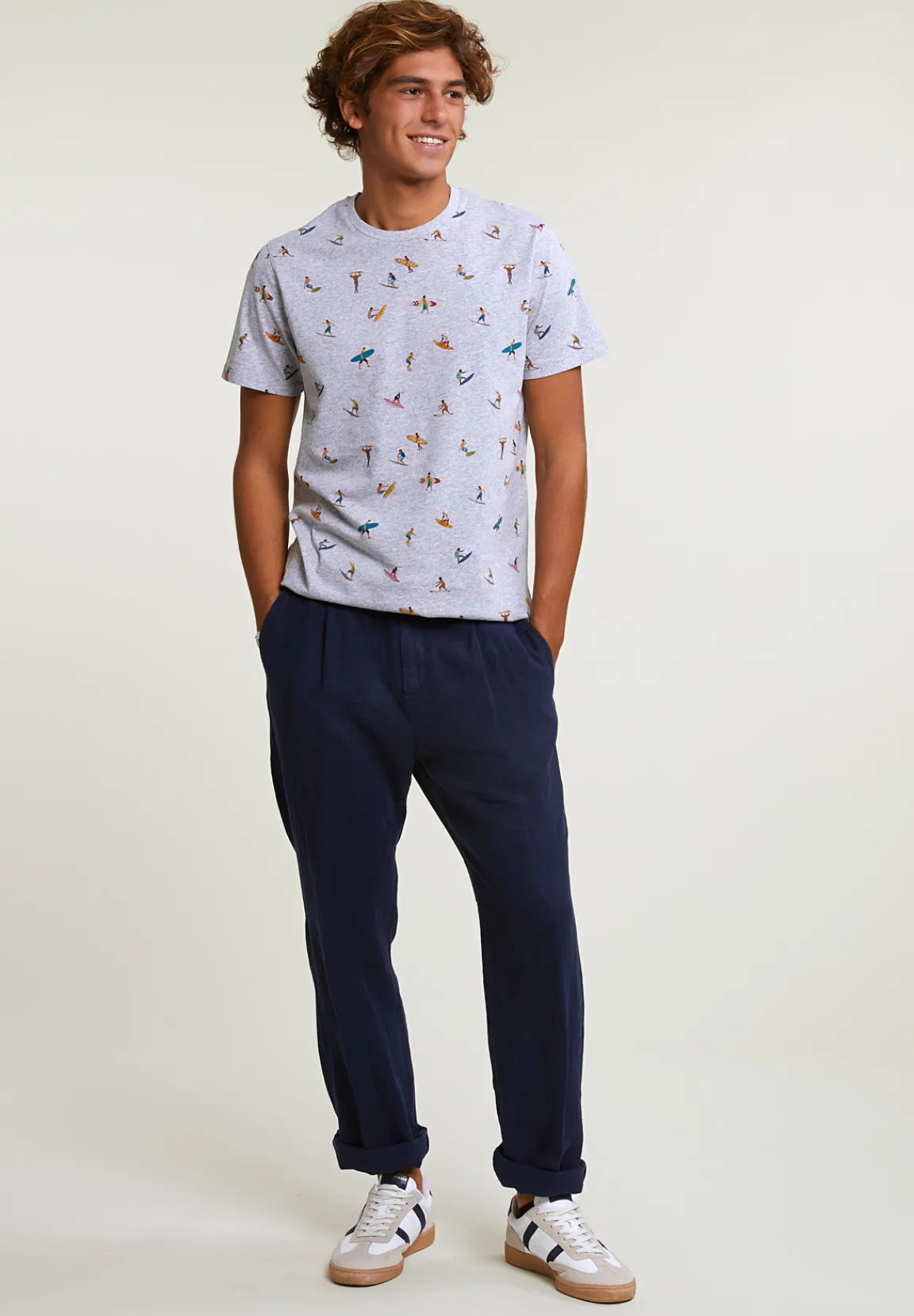 Fashion River Woods Custom fit fancy T-shirt korte mouwen oyster mix -