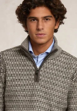 Online River Woods Custom fit fancy wol-kasjmier trui opstaande kraag straw mix -