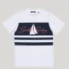 Discount River Woods Custom fit fantasie T-shirt wit/navy -