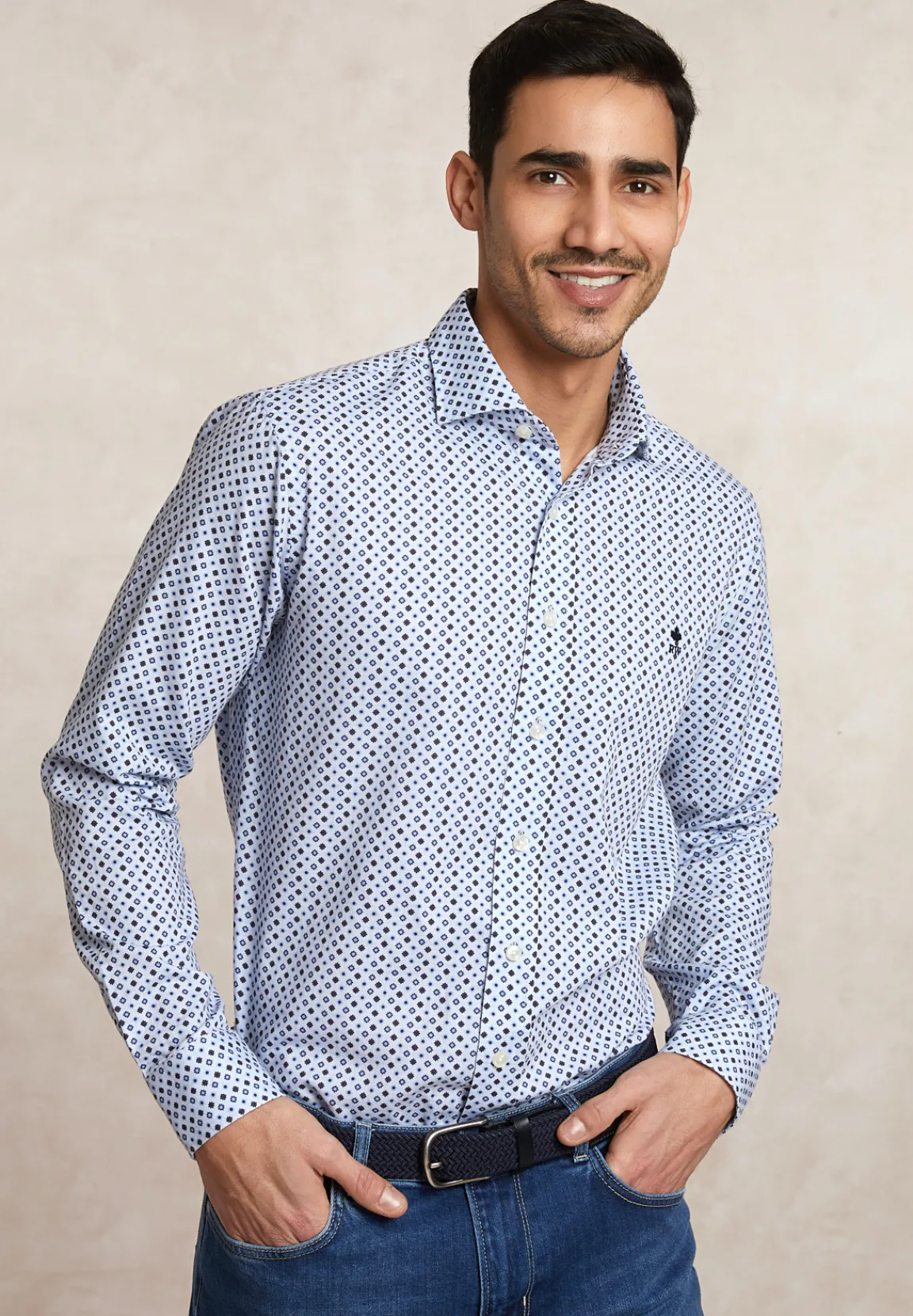 Hot River Woods Custom fit fantasiehemd blauw -
