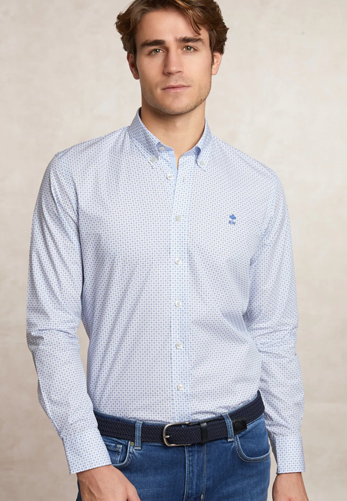 Fashion River Woods Custom fit fantasiehemd blauw/wit -