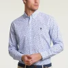 Outlet River Woods Custom fit fantasiehemd blauw/wit -