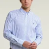 Best River Woods Custom fit  fantasiehemd blauw/wit -