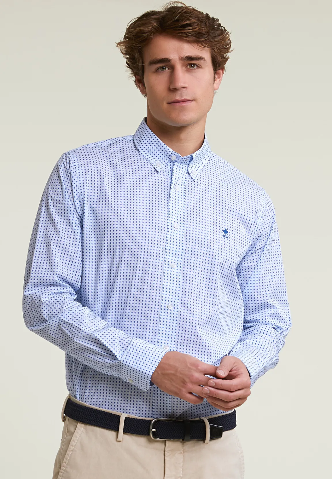 Best River Woods Custom fit fantasiehemd blauw/wit -