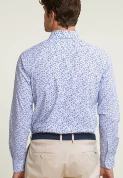 Outlet River Woods Custom fit fantasiehemd blauw/wit -