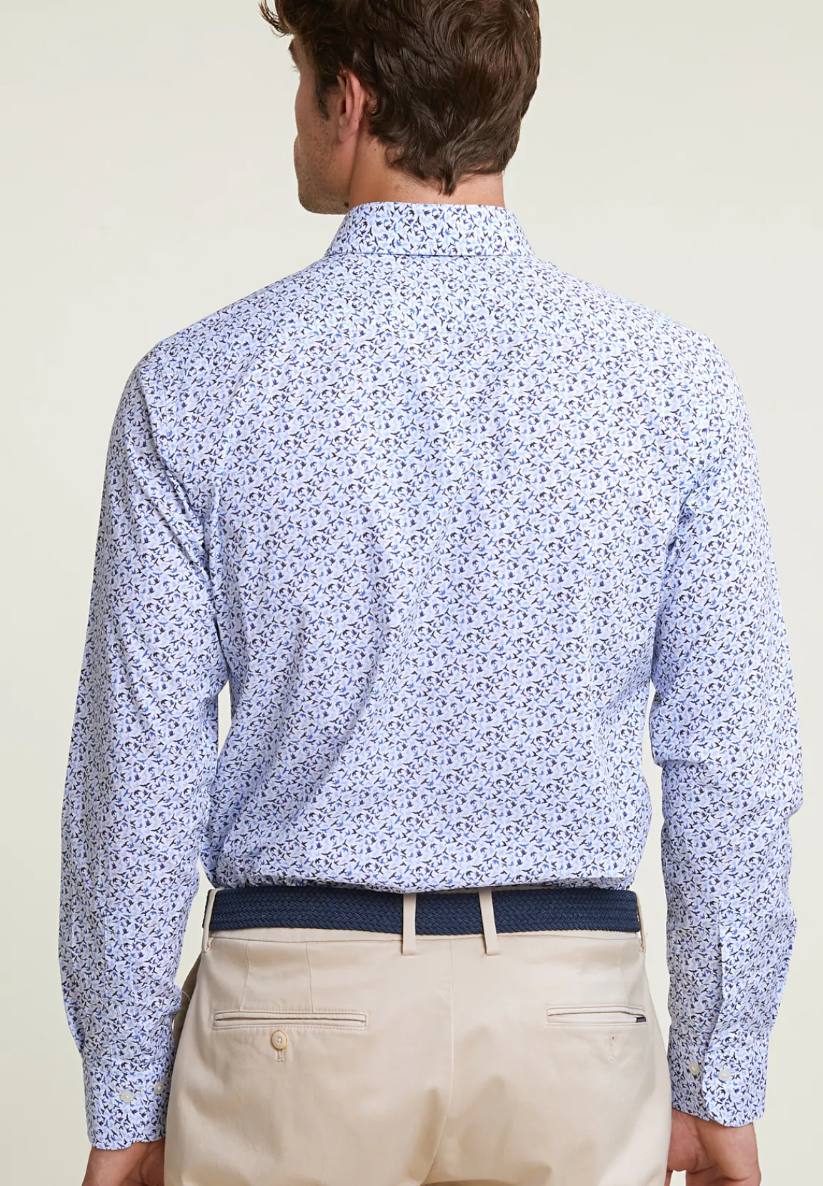 Outlet River Woods Custom fit fantasiehemd blauw/wit -