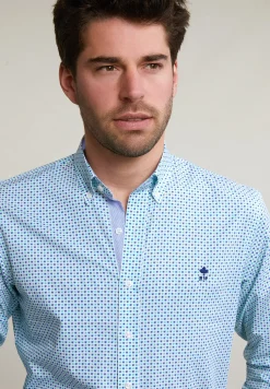Online River Woods Custom fit fantasiehemd blauw/groen -