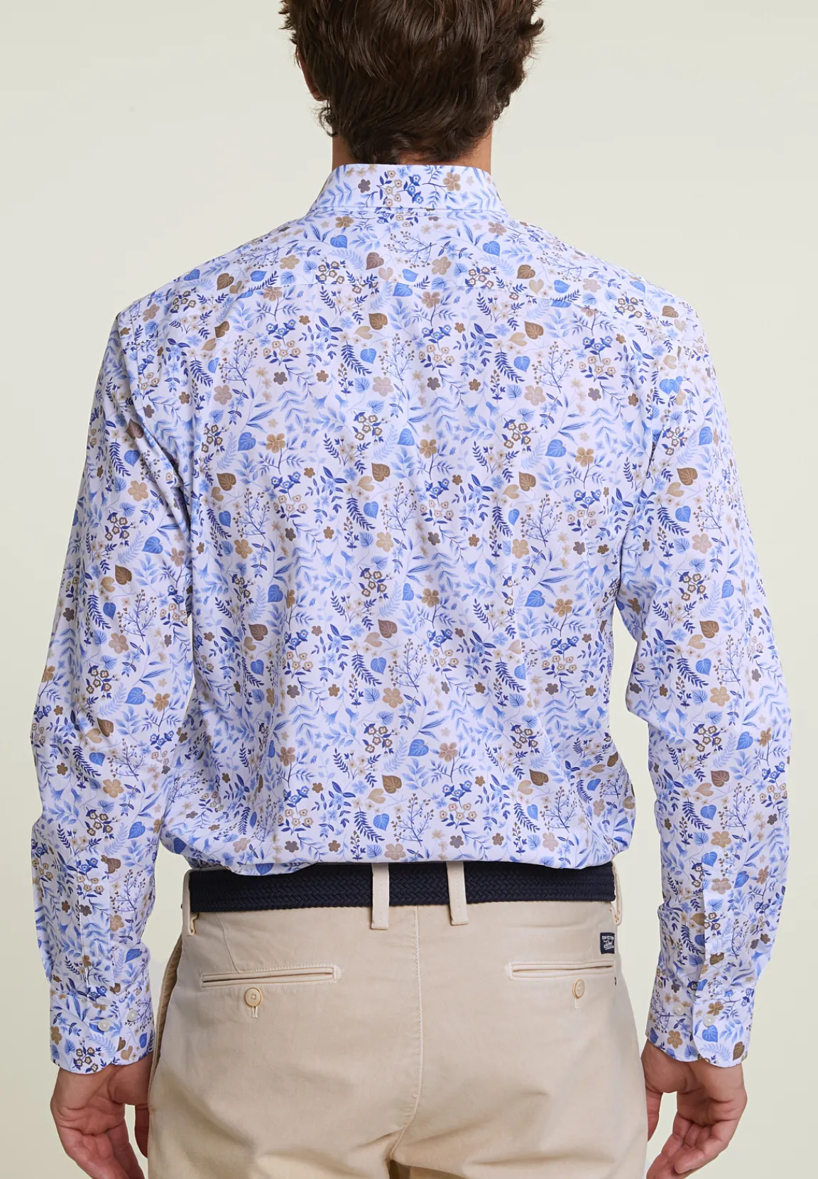 Hot River Woods Custom fit gebloemd hemd blauw/beige -