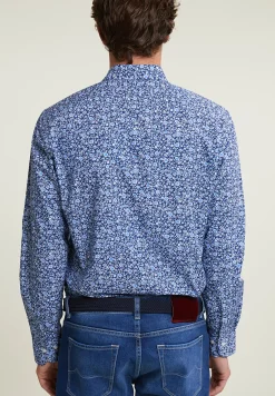 Outlet River Woods Custom fit gebloemd hemd blauw -